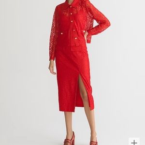 JCrew Side Slit Lace Skirt Size 2